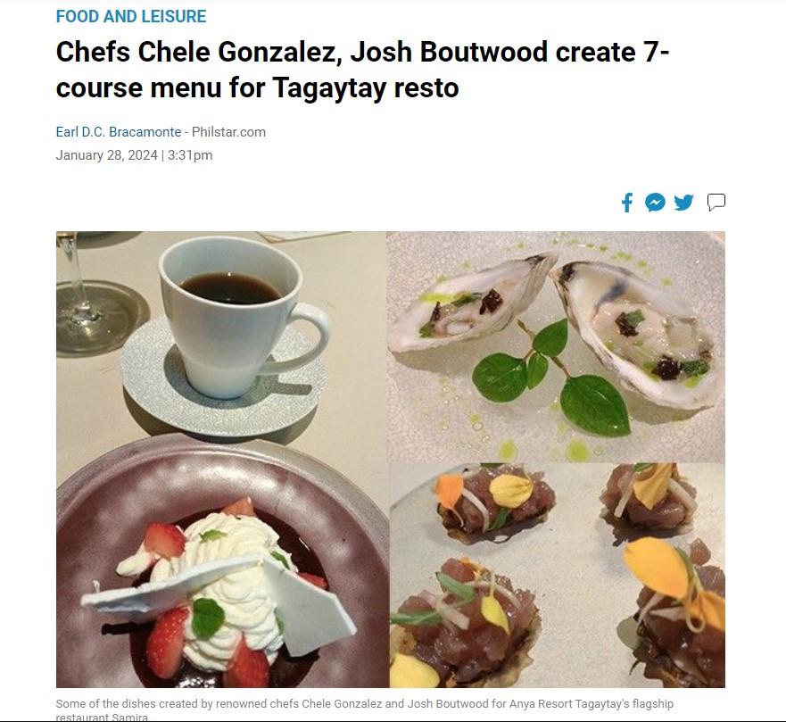 FOOD AND LEISURE Chefs Chele Gonzalez, Josh Boutwood create 7-course menu for Tagaytay resto
